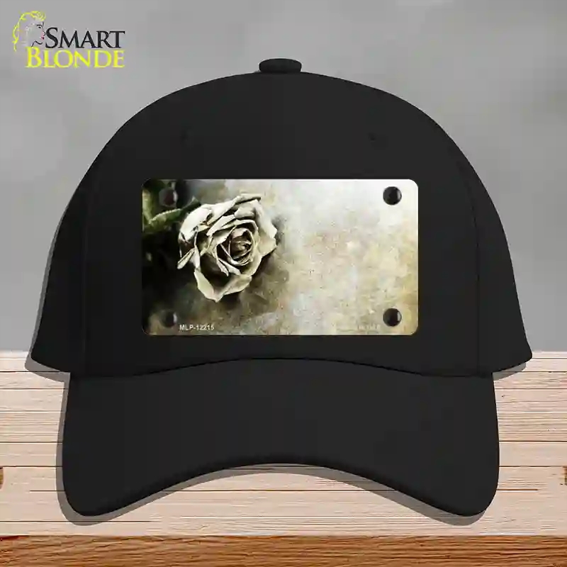 HAT03-MLP-12215 Black & White Rose Novelty License Plate Hat, Cotton - Black