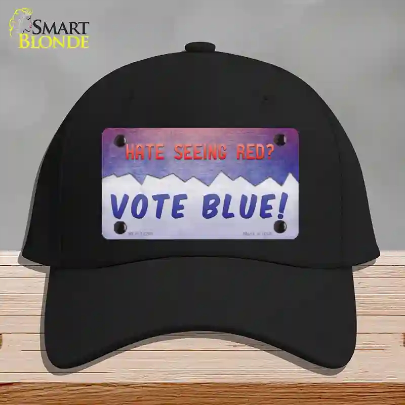 HAT03-MLP-12268 Hate Seeing Red Vote Blue Novelty License Plate Hat, Cotton - Black