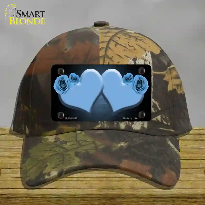 HAT06-MLP-11442 Hearts Over Roses in Light Blue Novelty License Plate Hat, Cotton - Camoflauge