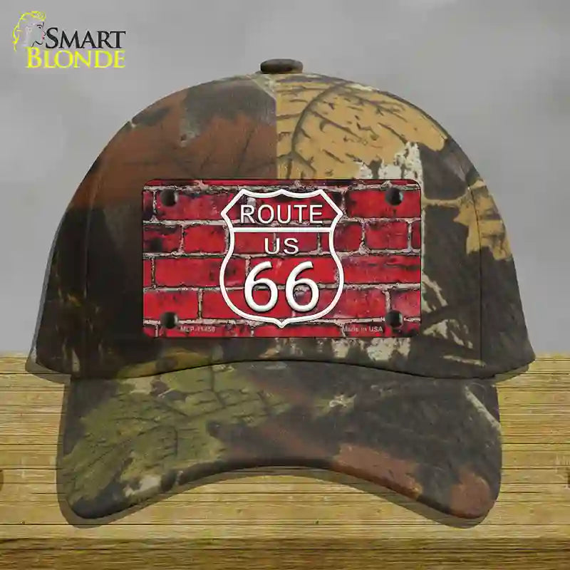 HAT06-MLP-11458 Route 66 Red Brick Wall Novelty License Plate Hat, Cotton - Camoflauge