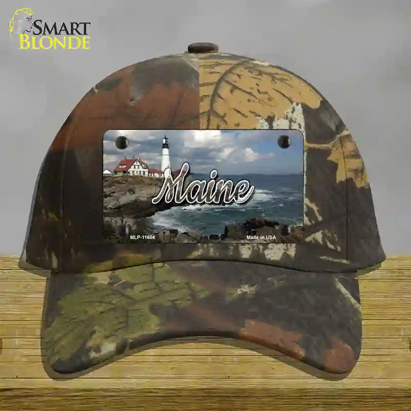 HAT06-MLP-11604 Maine Lighthouse Beach State Novelty License Plate Hat, Cotton - Camoflauge