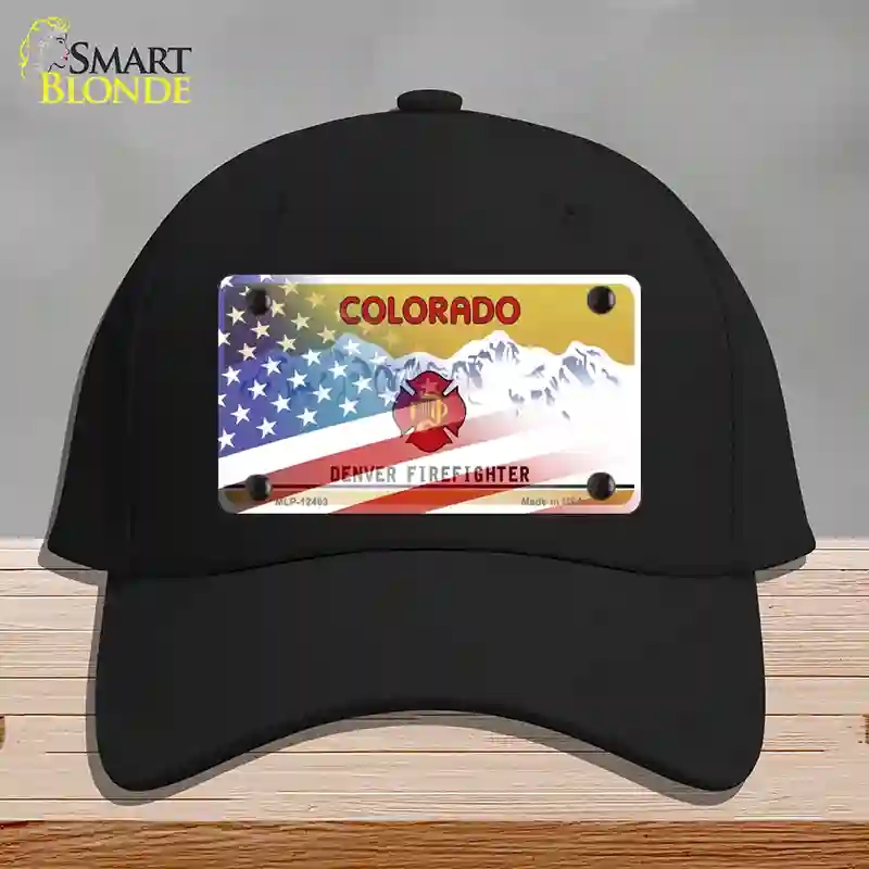 HAT03-MLP-12463 Colorado Firefighter American Flag Novelty License Plate Hat, Cotton - Black