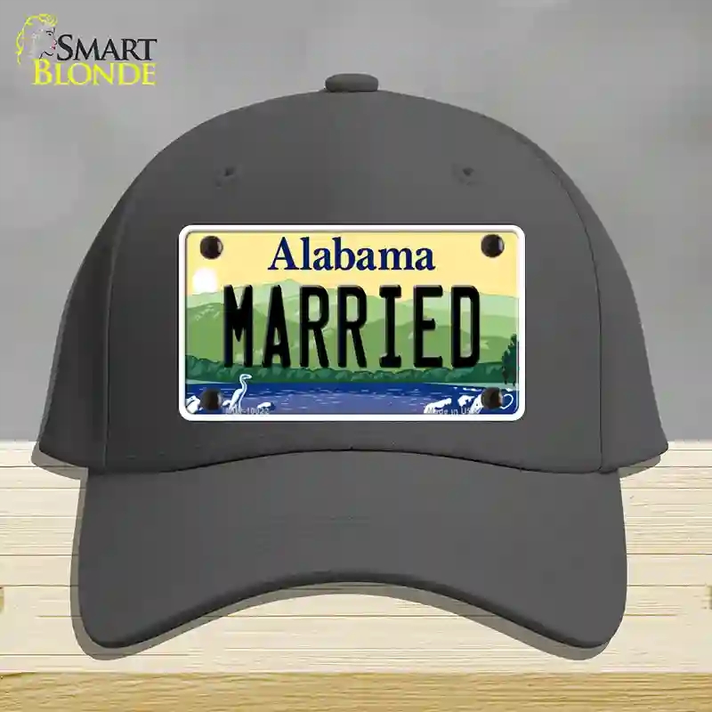 HAT04-MLP-10022 Married Alabama Novelty License Plate Hat, Cotton - Charcoal
