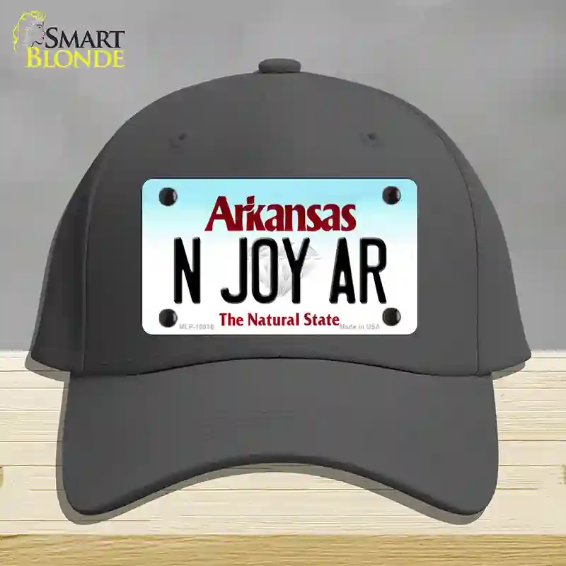 HAT04-MLP-10036 N Joy AR Arkansas Novelty License Plate Hat, Cotton - Charcoal