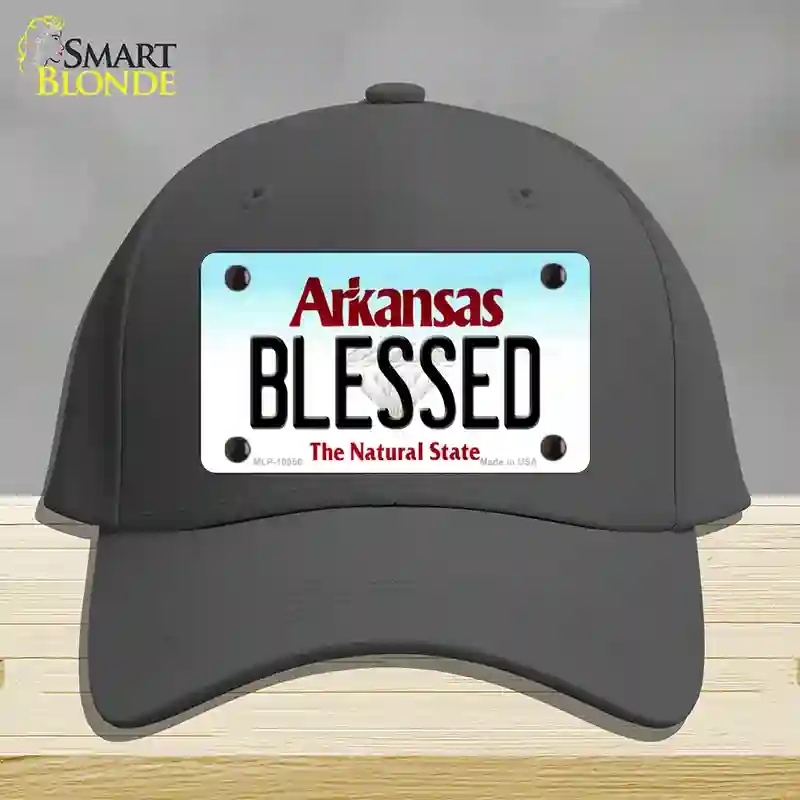 HAT04-MLP-10056 Blessed Arkansas Novelty License Plate Hat, Cotton - Charcoal