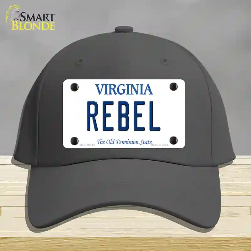 HAT04-MLP-10143 Rebel Virginia Novelty License Plate Hat, Cotton - Charcoal