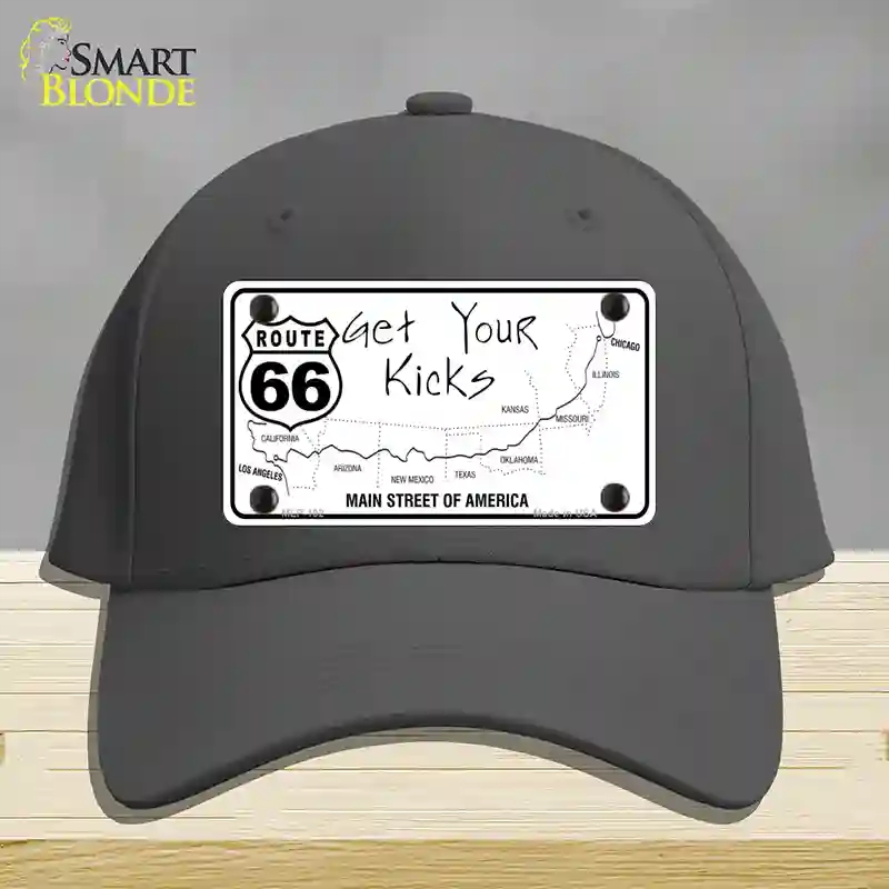 HAT04-MLP-102 US Route 66 Map Novelty License Plate Hat, Cotton - Charcoal