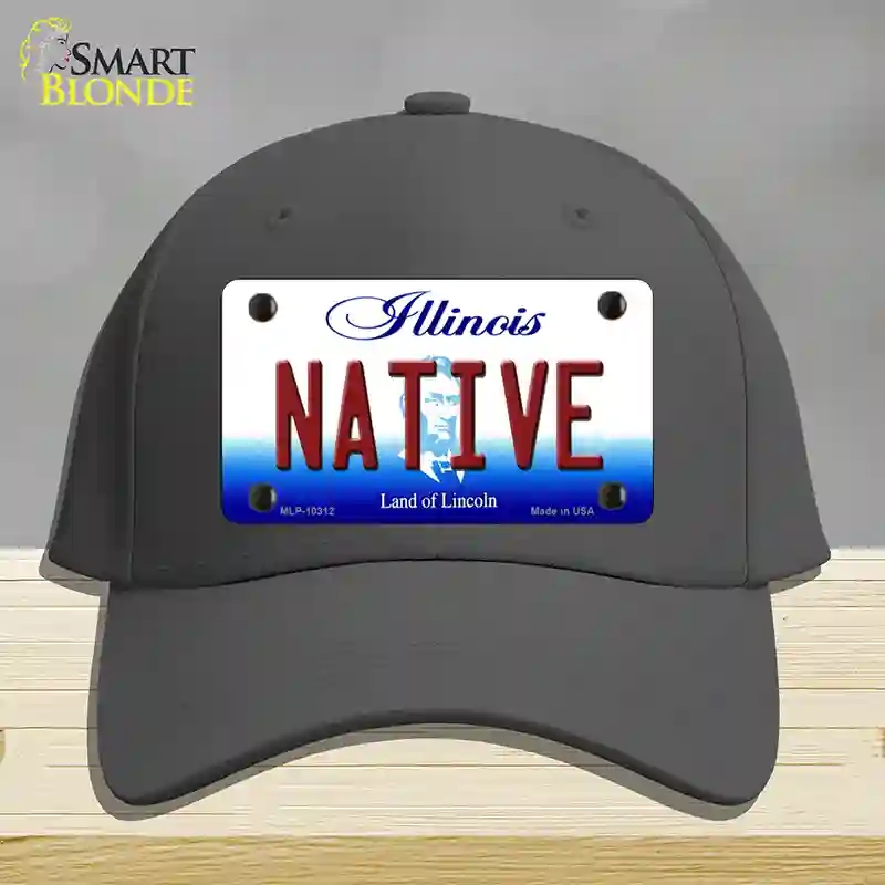 HAT04-MLP-10312 Native Illinois Novelty License Plate Hat, Cotton - Charcoal