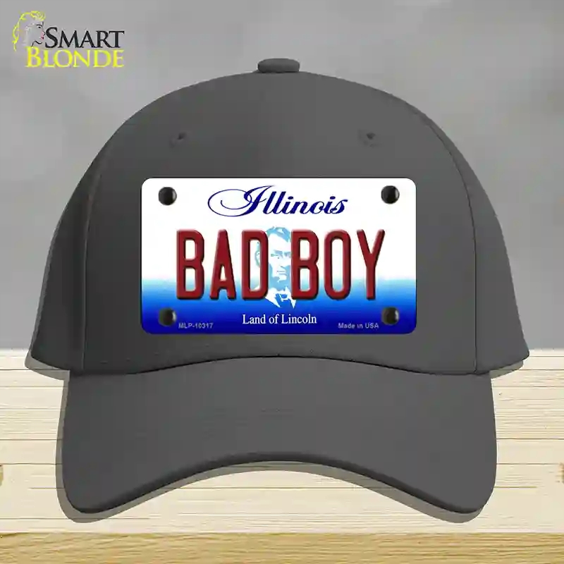 HAT04-MLP-10317 Bad Boy Illinois Novelty License Plate Hat, Cotton - Charcoal