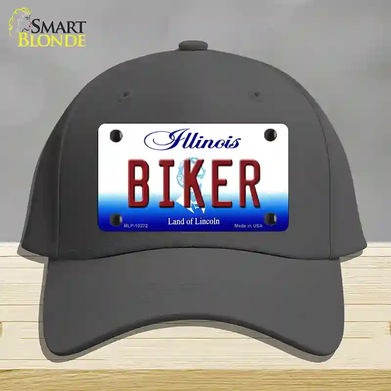 HAT04-MLP-10322 Biker Illinois Novelty License Plate Hat, Cotton - Charcoal