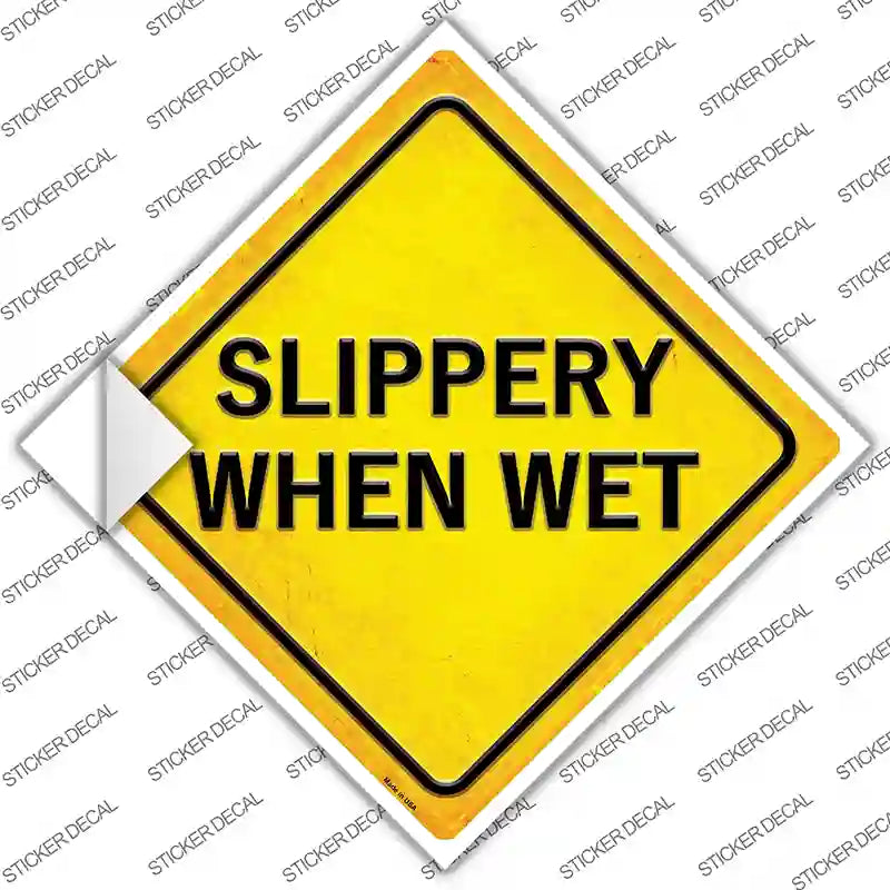 CX-472s-S Slippery When Wet Novelty Diamond Sticker Decal, Small
