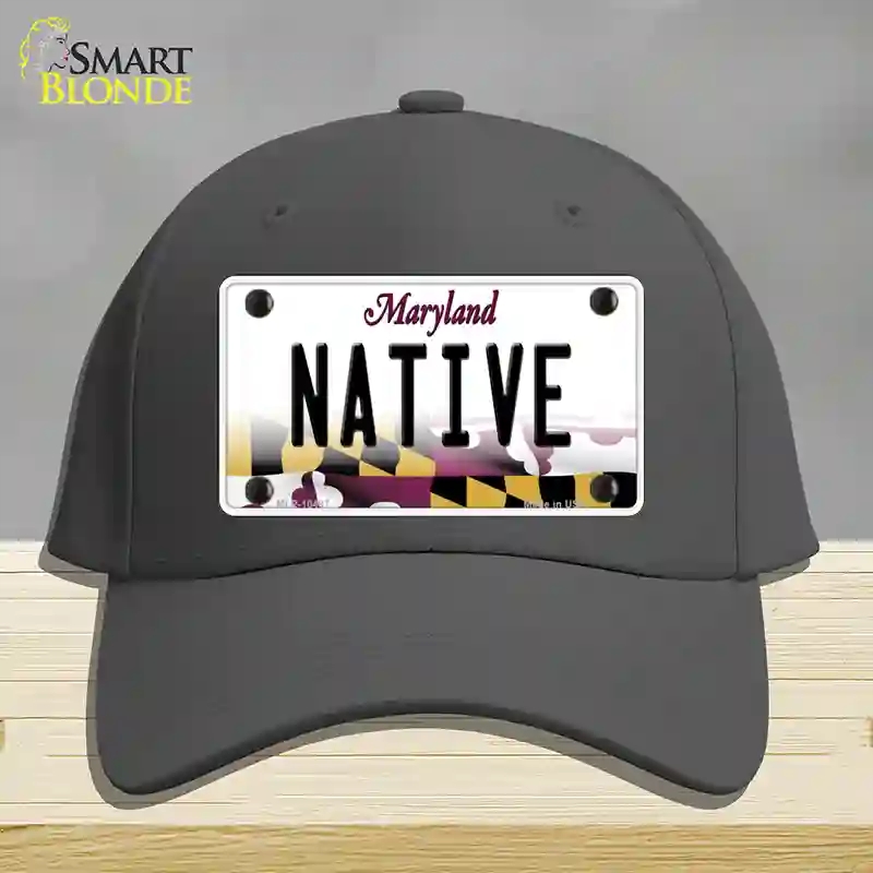 HAT04-MLP-10497 Native Maryland Novelty License Plate Hat, Cotton - Charcoal