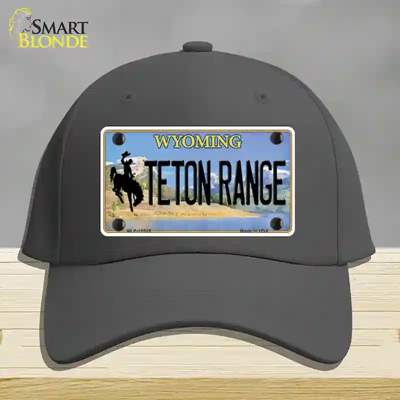 HAT04-MLP-10529 Teton Range Wyoming Novelty License Plate Hat, Cotton - Charcoal