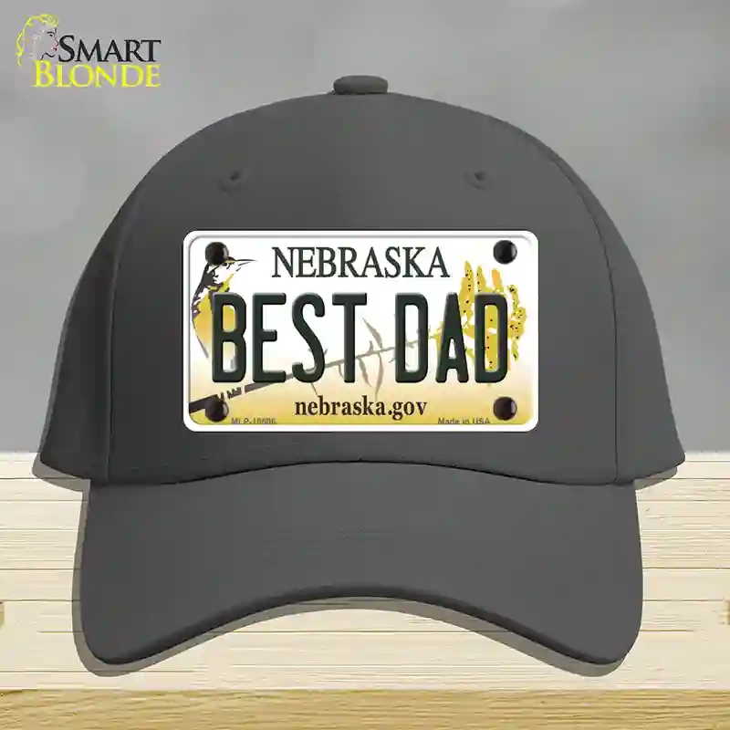 HAT04-MLP-10606 Best Dad Nebraska Novelty License Plate Hat, Cotton - Charcoal