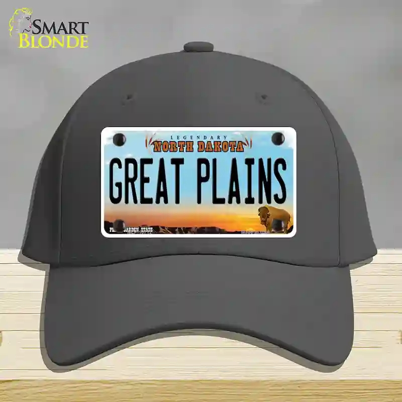 HAT04-MLP-10712 Great Plains North Dakota Novelty License Plate Hat, Cotton - Charcoal