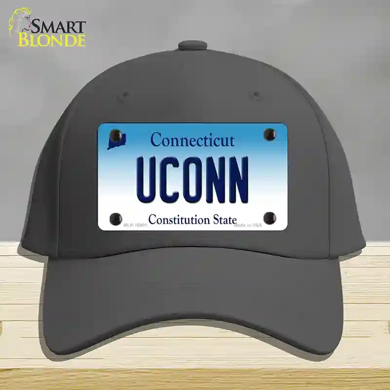 HAT04-MLP-10901 UConn Connecticut Novelty License Plate Hat, Cotton - Charcoal
