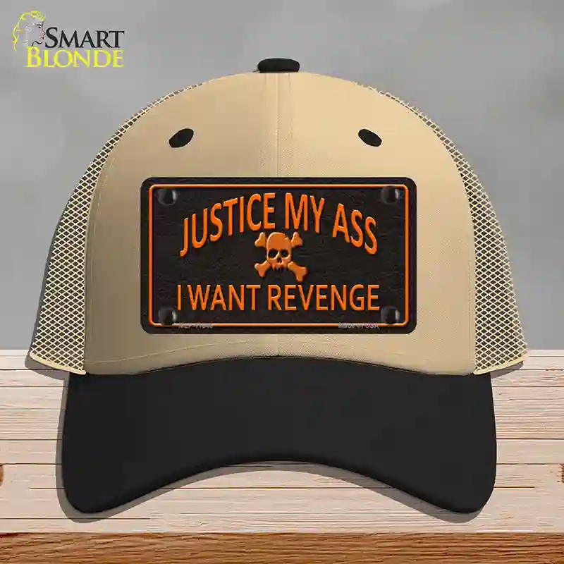 HAT02-MLP-11646 Justice My Ass Novelty License Plate Hat, Mesh - Khaki & Black