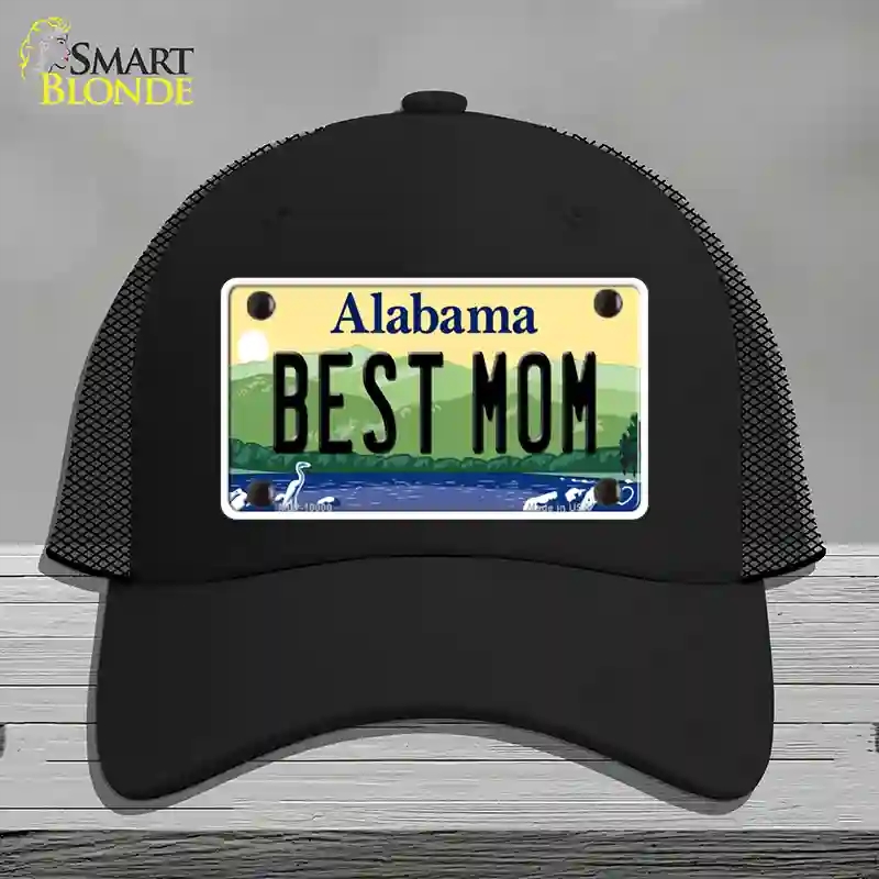 HAT01-MLP-10000 Best Mom Alabama Novelty License Plate Hat, Mesh - Black