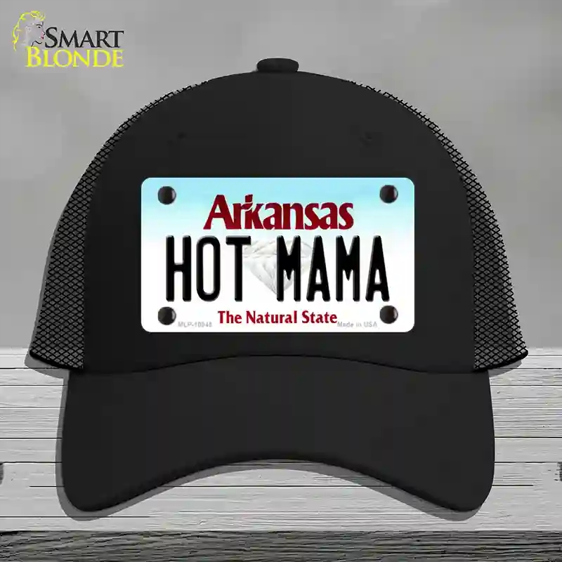 HAT01-MLP-10045 Hot Mama Arkansas Novelty License Plate Hat, Mesh - Black