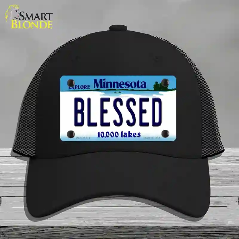 HAT01-MLP-11074 Blessed Minnesota State Novelty License Plate Hat, Mesh - Black