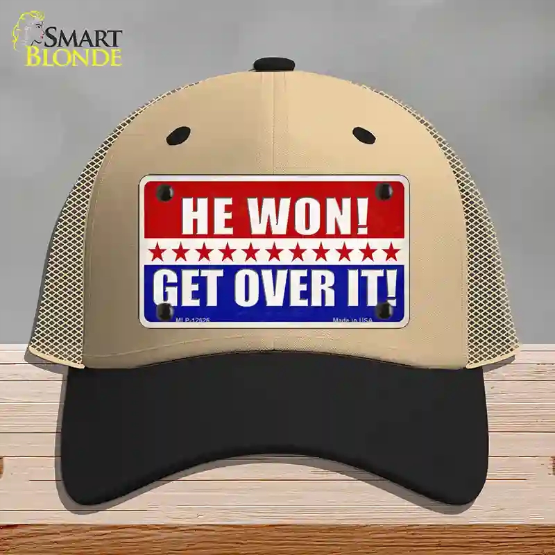 HAT02-MLP-12526 Trump Won Get Over It Novelty License Plate Hat, Mesh - Khaki & Black