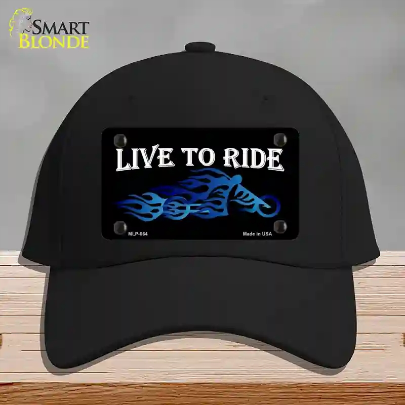 HAT03-MLP-064 Live to Ride Novelty License Plate Hat, Cotton - Black