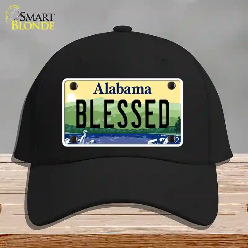 HAT03-MLP-10009 Blessed Alabama Novelty License Plate Hat, Cotton - Black