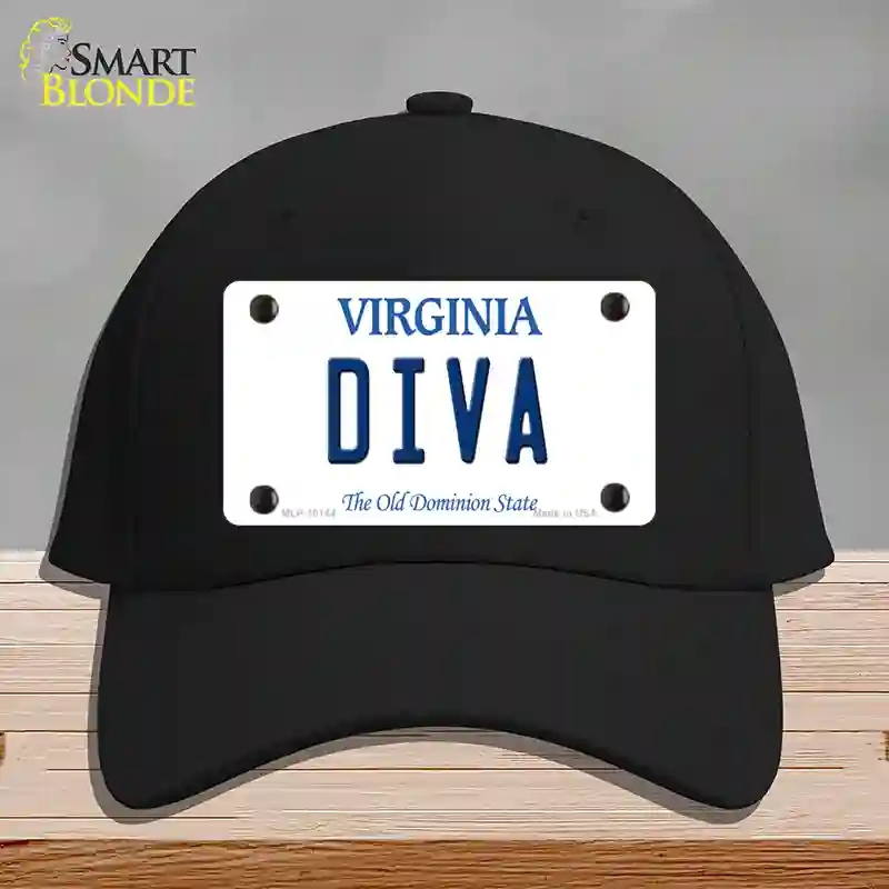 HAT03-MLP-10144 Diva Virginia Novelty License Plate Hat, Cotton - Black