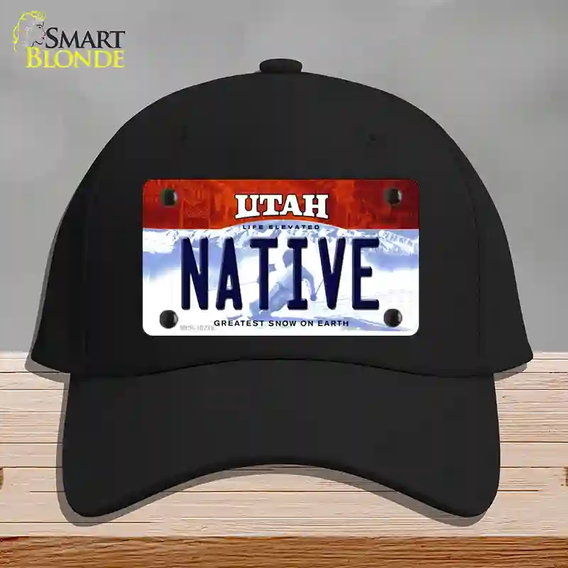 HAT03-MLP-10218 Native Utah Novelty License Plate Hat, Cotton - Black