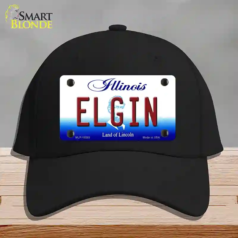 HAT03-MLP-10285 Elgin Illinois Novelty License Plate Hat, Cotton - Black