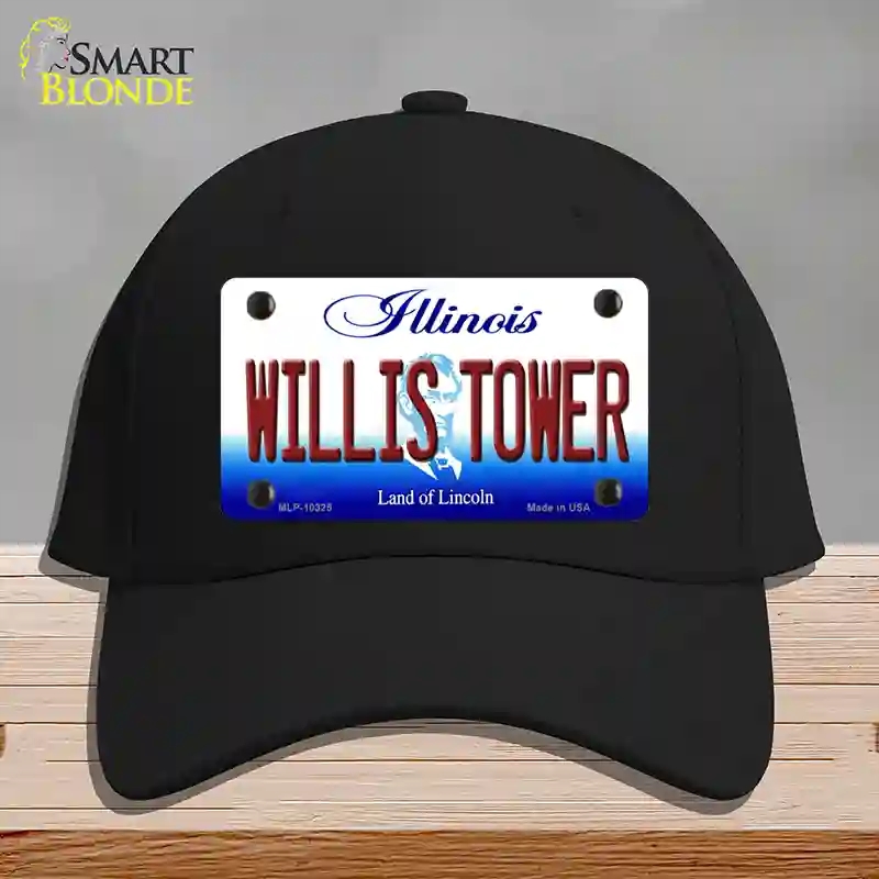 HAT03-MLP-10325 Willis Tower Illinois Novelty License Plate Hat, Cotton - Black
