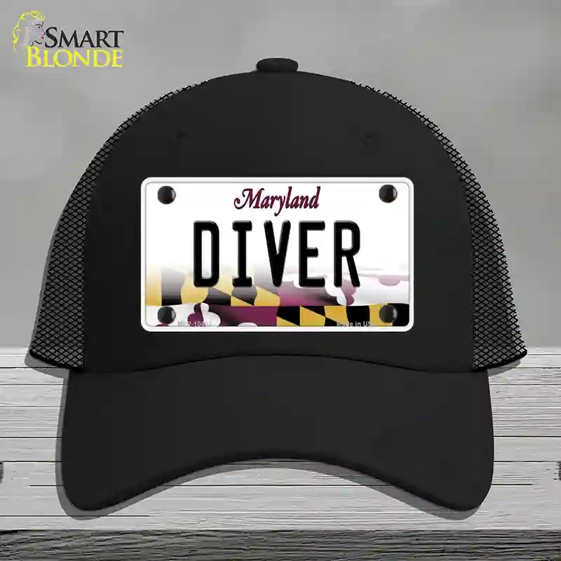 HAT01-MLP-10482 Diver Maryland Novelty License Plate Hat, Mesh - Black