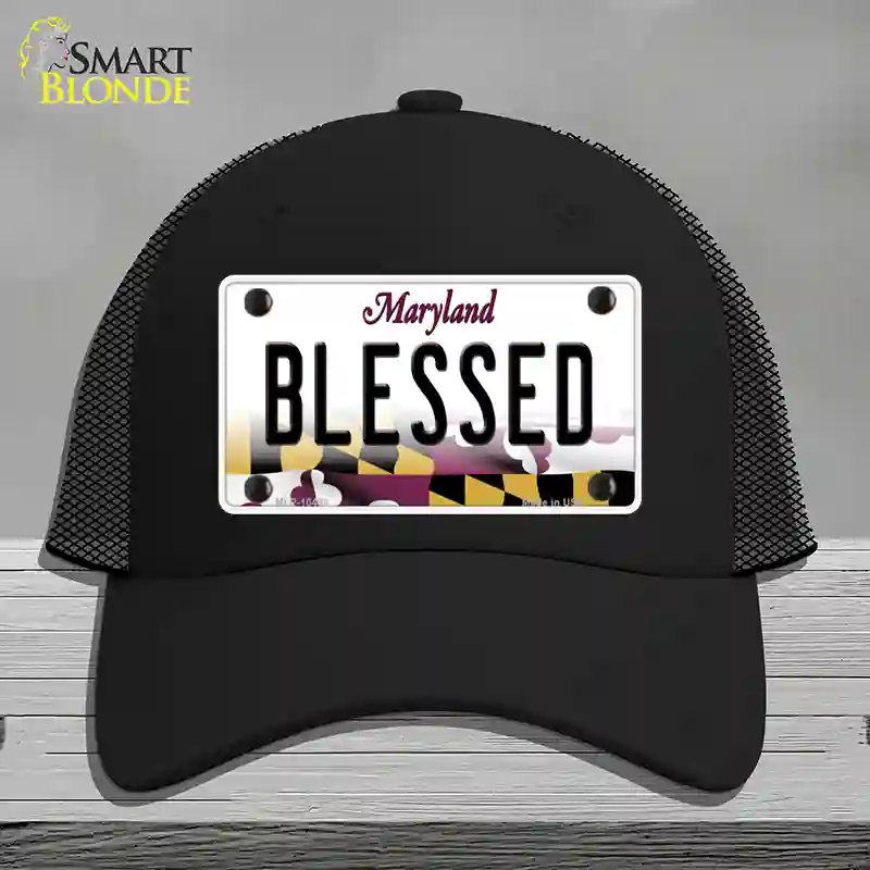 HAT01-MLP-10498 Blessed Maryland Novelty License Plate Hat, Mesh - Black