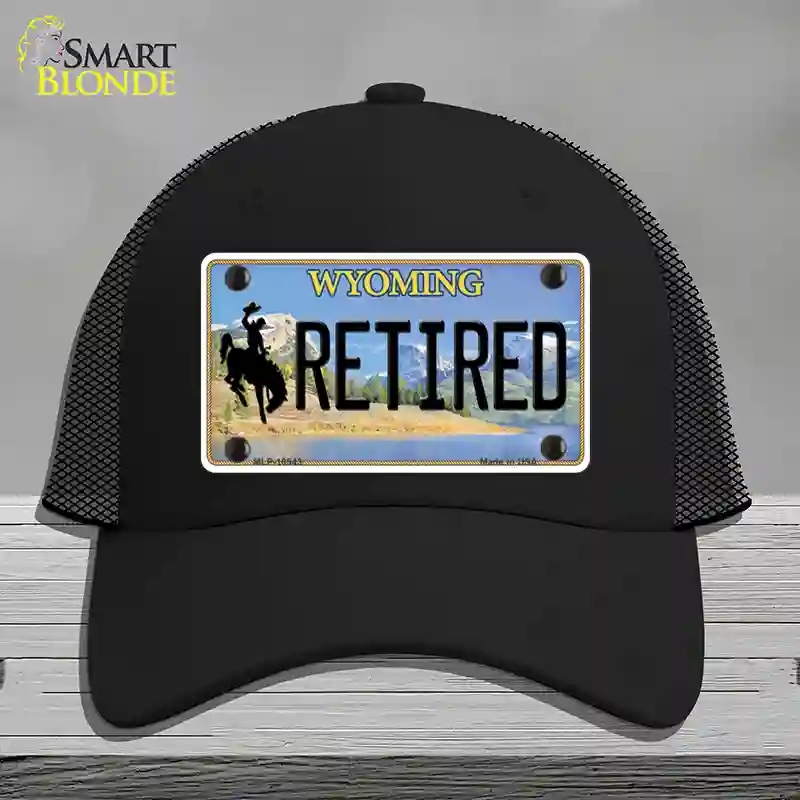 HAT01-MLP-10543 Retired Wyoming Novelty License Plate Hat, Mesh - Black