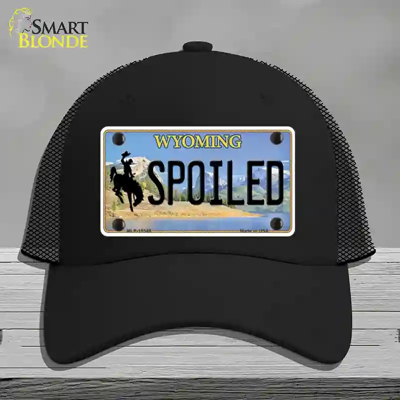 HAT01-MLP-10546 Spoiled Wyoming Novelty License Plate Hat, Mesh - Black