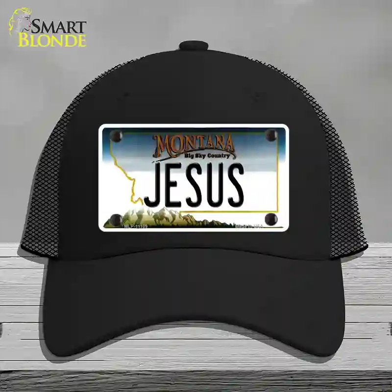 HAT01-MLP-11109 Jesus Montana State Novelty License Plate Hat, Mesh - Black