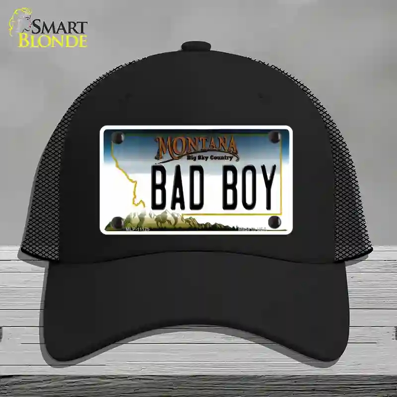HAT01-MLP-11125 Bad Boy Montana State Novelty License Plate Hat, Mesh - Black