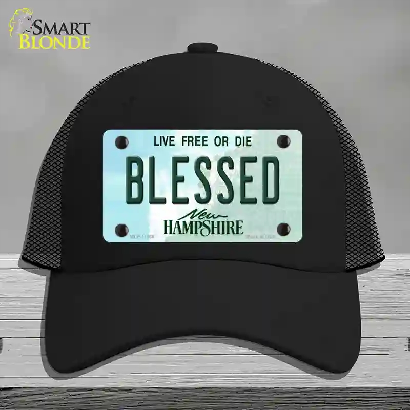 HAT01-MLP-11168 Blessed   Hampshire State Novelty License Plate Hat, Mesh - Black