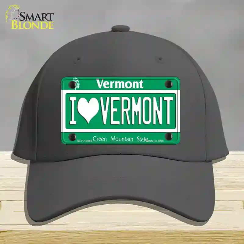 HAT04-MLP-10659 I Love Vermont Novelty License Plate Hat, Cotton - Charcoal