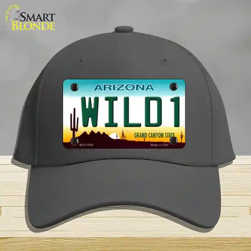 HAT04-MLP-1085 Wild 1 Arizona Novelty License Plate Hat, Cotton - Charcoal