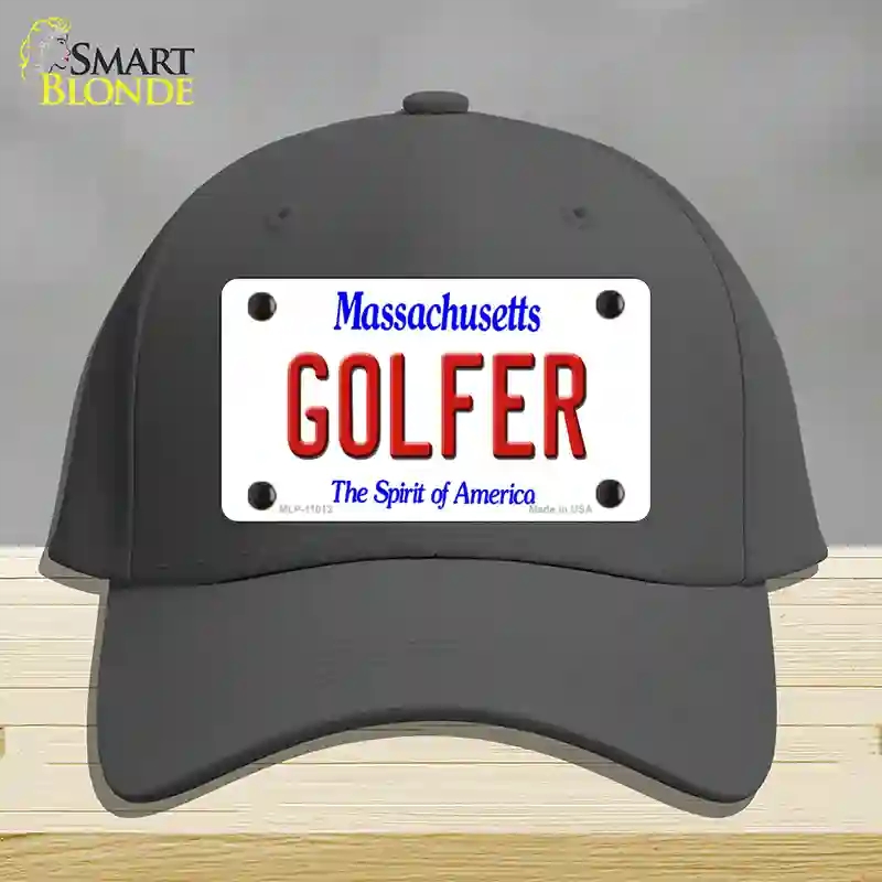 HAT04-MLP-11012 Golfer Massachusetts Novelty License Plate Hat, Cotton - Charcoal
