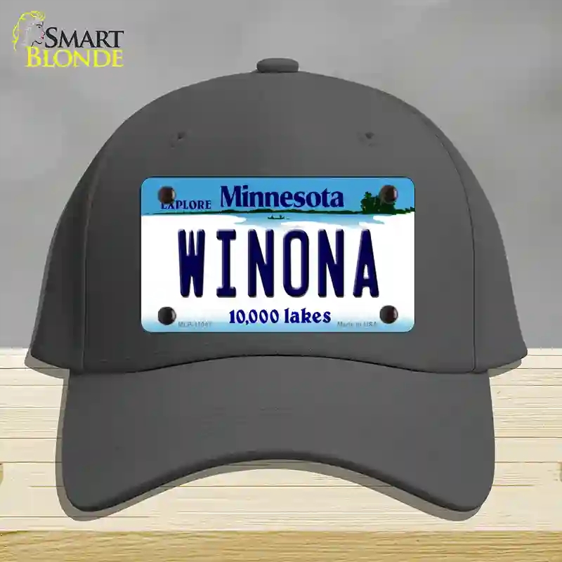 HAT04-MLP-11047 Winona Minnesota State Novelty License Plate Hat, Cotton - Charcoal
