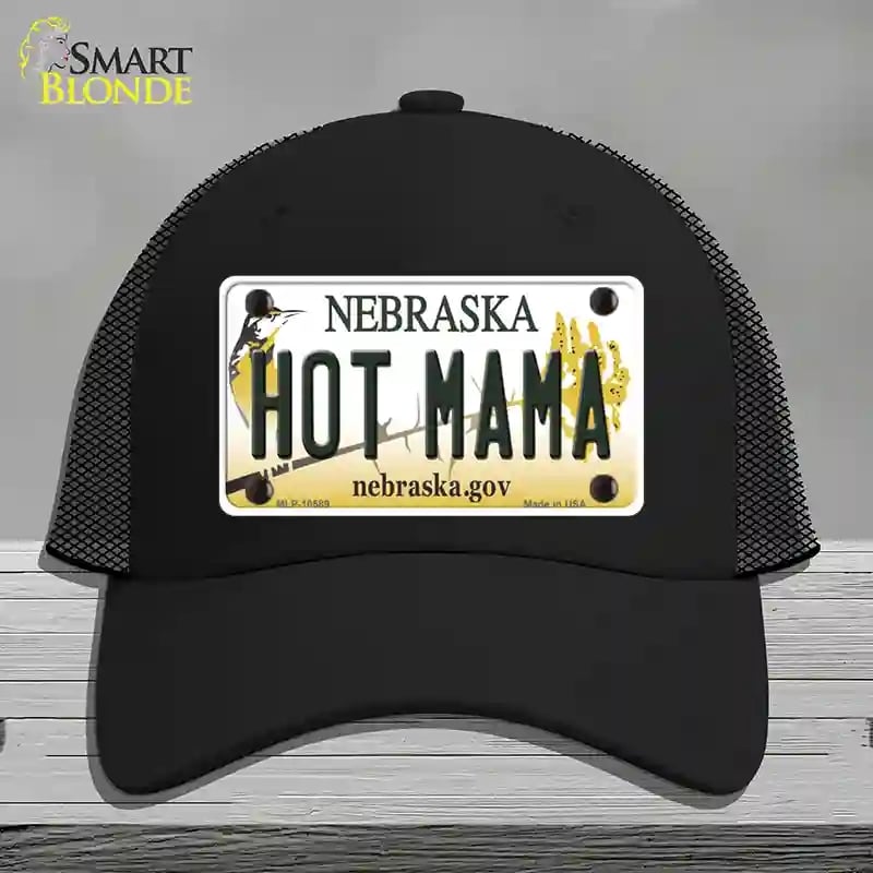 HAT01-MLP-10589 Hot Mama Nebraska Novelty License Plate Hat, Mesh - Black