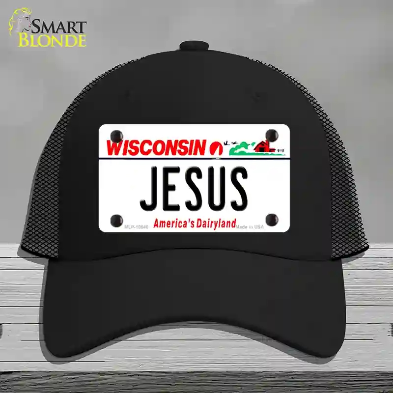 HAT01-MLP-10640 Jesus Wisconsin Novelty License Plate Hat, Mesh - Black