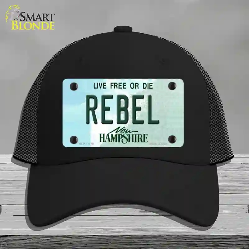 HAT01-MLP-11178 Rebel   Hampshire State Novelty License Plate Hat, Mesh - Black