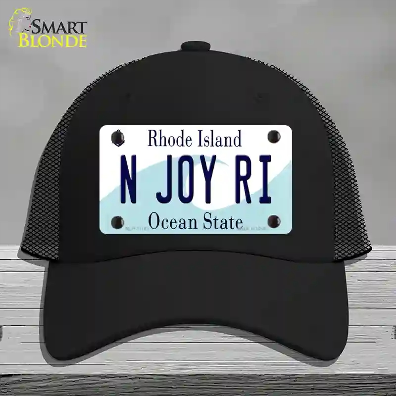 HAT01-MLP-11181 N Joy RI Rhode Island State Novelty License Plate Hat, Mesh - Black
