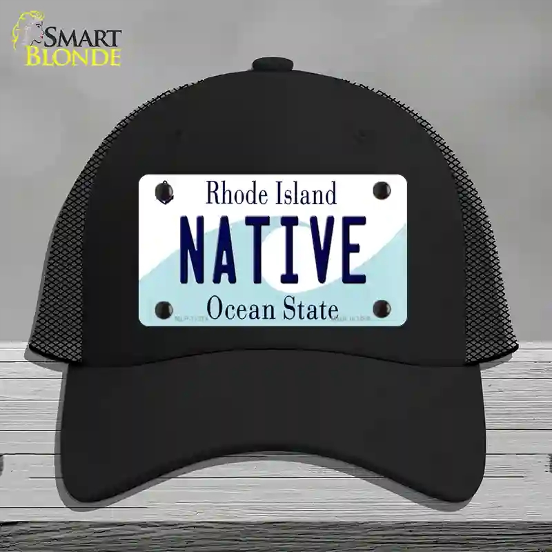 HAT01-MLP-11214 Native Rhode Island State Novelty License Plate Hat, Mesh - Black