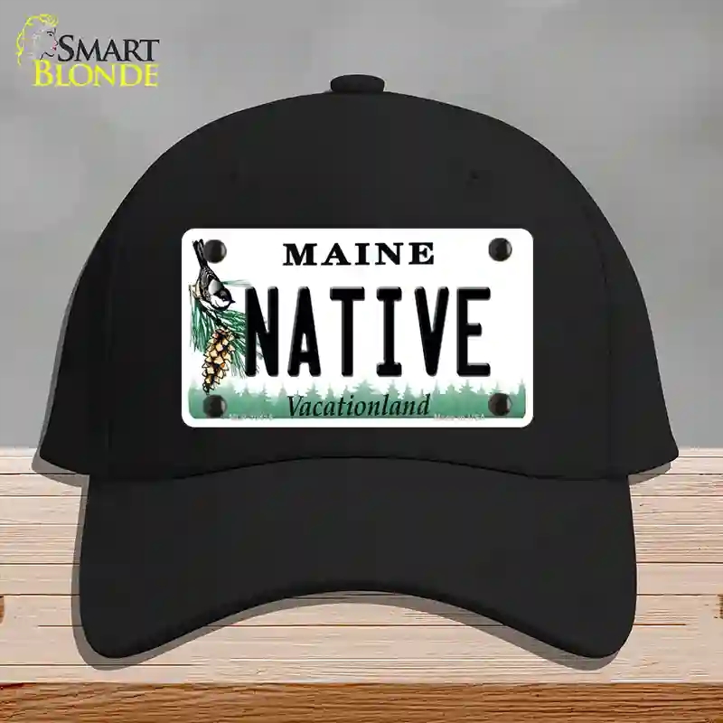 HAT03-MLP-10416 Native Maine Novelty License Plate Hat, Cotton - Black