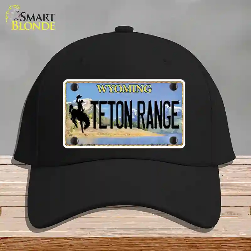 HAT03-MLP-10529 Teton Range Wyoming Novelty License Plate Hat, Cotton - Black