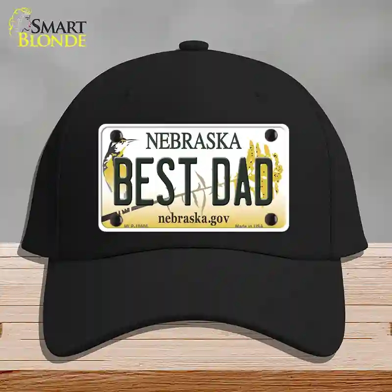 HAT03-MLP-10606 Best Dad Nebraska Novelty License Plate Hat, Cotton - Black